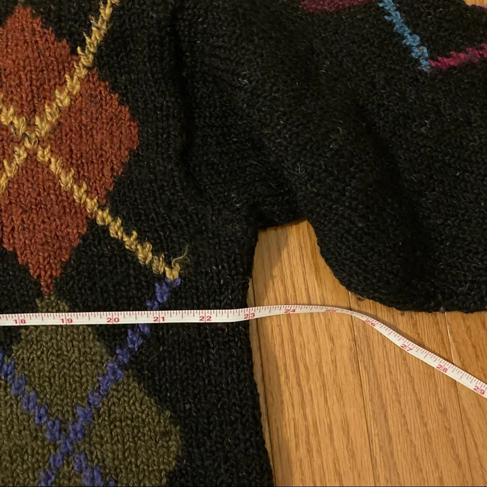 Tricot St. Raphael wool argyle sweater, mock neck - Picture 4 of 7